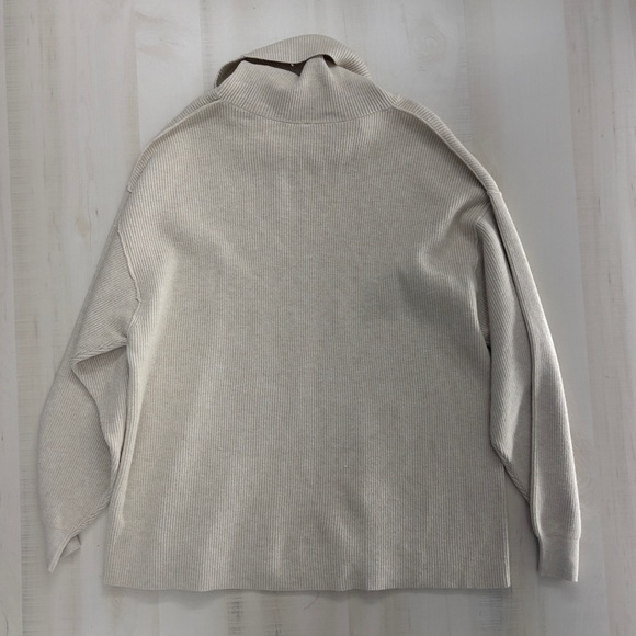 FREE PEOPLE softly structured beige tan tunic oversized turtleneck sweater top M - Picture 6 of 9